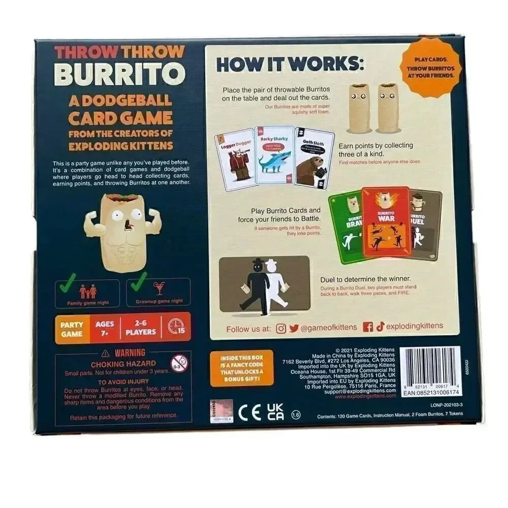Throw Throw Burrito Case- Interactive Dodgeball Fun Classic Board Game, Age 7+